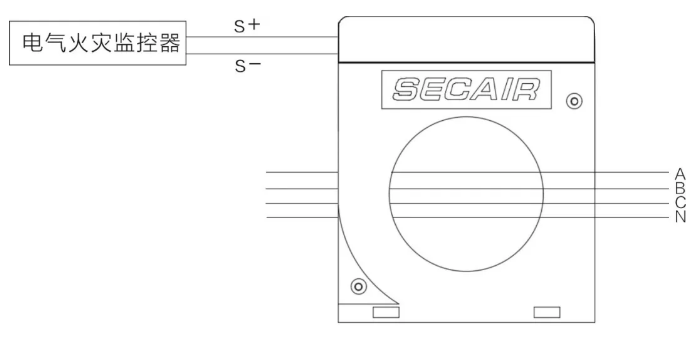 J-SCM41(160)剩余電流式<a href=http://ahzhzl.cn/dianqihuozai/ target=_blank class=infotextkey>電氣火災(zāi)監(jiān)控</a>探測(cè)器接線圖